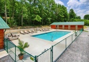 The swimming pool at Pigeon River Campground in the Smoky Mountains