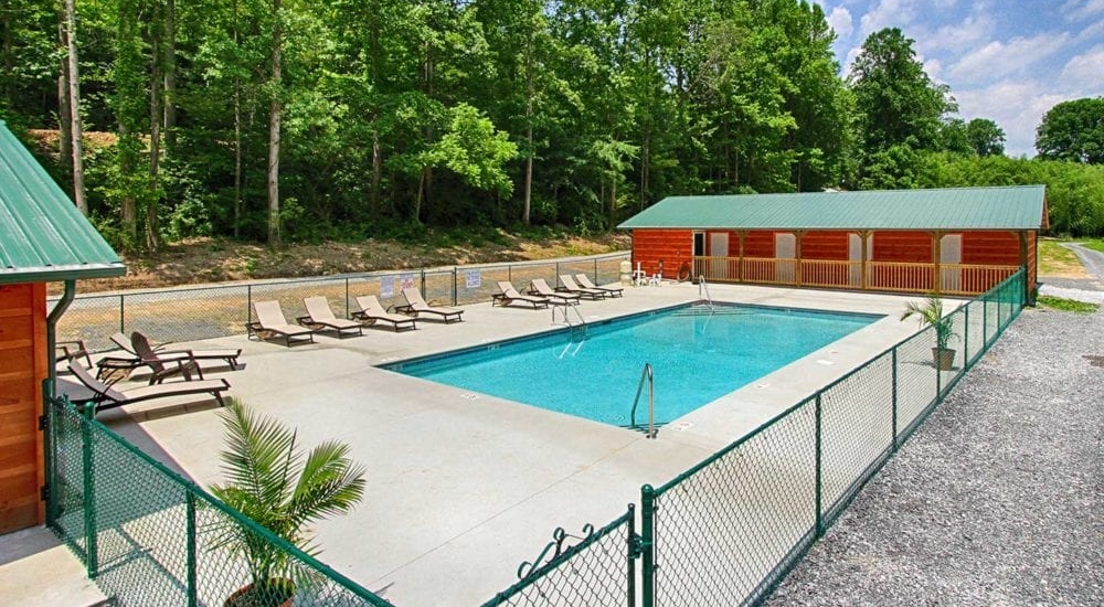 The swimming pool at Pigeon River Campground in the Smoky Mountains
