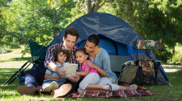 Happy family camping in Smoky Mountains