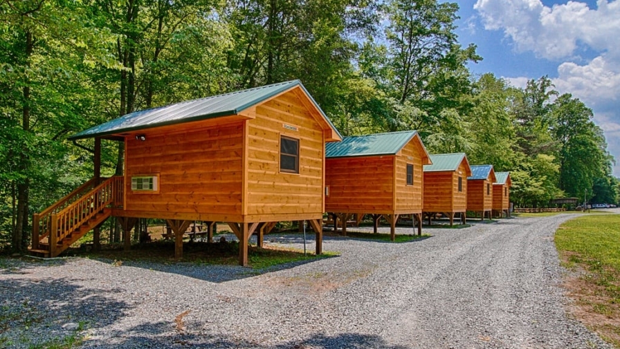 Stay in cabins or campsites