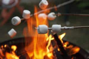 Roasting marshmallows over a fire at a Smoky Mountain campground