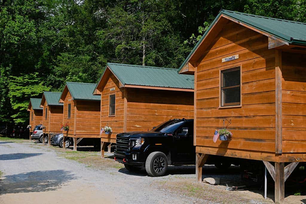 Great cabins at Pigeon River Campground near Gatlinburg.